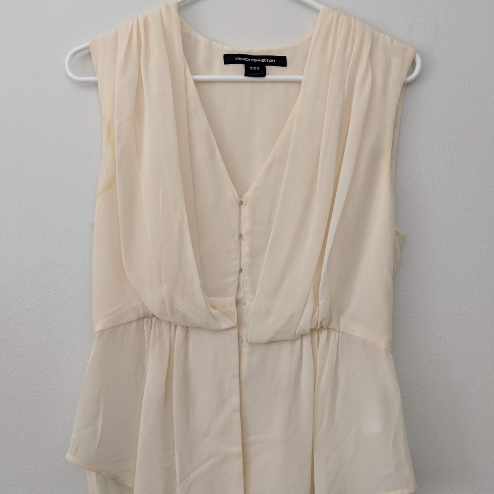 French Connection Silk Cream Blouse